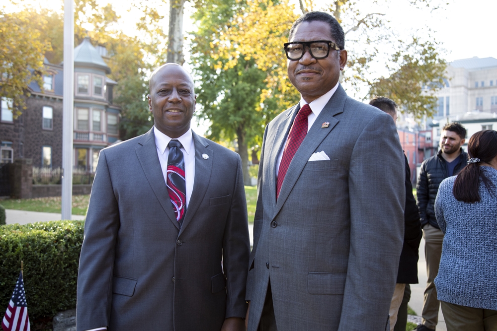 New Jersey Assemblyman Bill Spearman (D-5) and Rutgers–Camden Chancellor Antonio D. Tillis