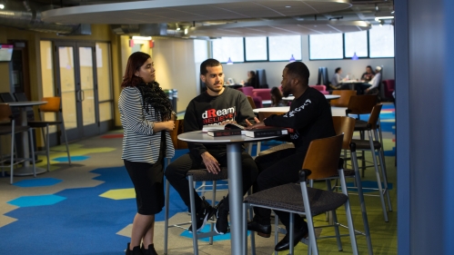 students in cafe